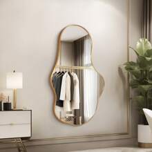 Irregular Wall Mirror Aluminum Alloy Frame Asymmetric Mirror Suspension Mirror Bedroom Dressing Room Cloakroom Living Room Bathroom Home Decor Back To School Room Decor School Supplies