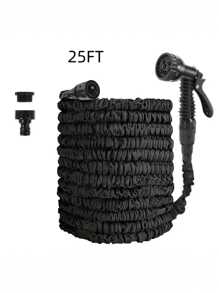 3X Telescopic Heavy-Duty Rubber Garden Hose With High-Pressure Water Gun - 3/4 Inch All-Season Outdoor Hose For Car Wash, Lawn Care & Yard Work, Includes European Thread Adapter