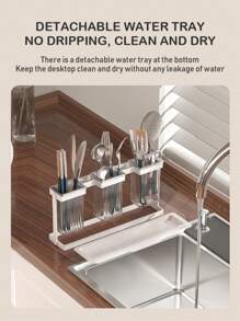 Kitchen Counter Utensil Holder, Large Capacity Storage, Tidy Kitchen Space, Vertical With Drip Tray