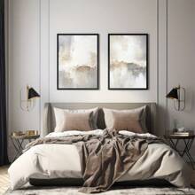 Set Of 2 White Abstract Posters, Art Prints, Modern Minimalist Posters, Neutral Abstract Wall Arts Decor, Elegant Gray And White Canvas Designs, Suitable For Living Room, Bedroom, Hotel Decoration, Unframed.