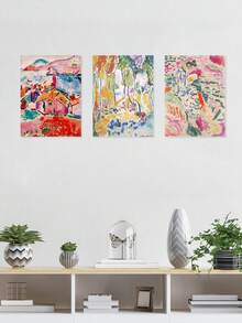 3 件套抽象墙面艺术、色彩缤纷的墙面装饰、油画风格帆布印刷品、自然家居装饰、风景艺术品墙面海报、墙面装饰、现代房间装饰、客厅、卧室、浴室壁挂海报 - 3件/套 - 查看 6