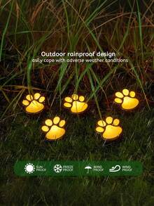 1 件太阳能花园灯太阳能爪印灯，防水 LED 爪印太阳能灯，动物设计花园路径照明，太阳能 LED 狗爪灯，狗/猫/小狗动物花园爪灯，用于户外装饰和照明照明（2 种款式可选），路径、草坪、庭院、户外装饰、露台、母亲节毕业礼物、秋季装饰圣诞装饰家居装饰户外装饰 - 彩色 - 查看 3