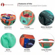 Large Mesh Beach Bag Beach Bags And Totes - Turquoise/Orange - View 3