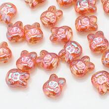 30 peças de contas de vidro de coelho de desenho animado de 10*12 mm, contas galvanizadas com tema de animais para fazer joias faça você mesmo, chaveiro, decoração de celular, colar, pulseira, pingente