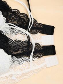 4pcs Women's Casual-Comfortable Minimalist-Pastoral Wireless/No Underwire Removable Padding Knit Fabric Low Support Triangle Cup Bras
