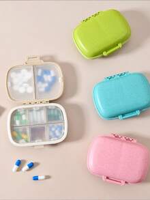 1 个可重复使用的迷你便携式药盒，易于存放，大容量药盒，也可用作珠宝收纳盒，防水防潮格式小药盒，口袋药盒，分配密封储存药盒，适用于户外露营、远足、钓鱼、防潮、攀岩和旅行。 （3 个隔层和 8 个隔层可用）
