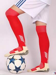 Thick Terry Football Socks With Non-Slip Grip Bottom, Soccer/Running/Sports Crew Socks, Comfortable & Durable