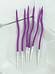 6pcs/12pcs Purple Wavy Candles For Birthday Party Cake Decorations