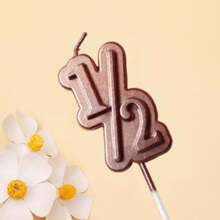 1pc 1/2 Shape Math Creative Candle, Suitable For Birthday Party, Wedding Anniversary Celebration Cake Topper, Birthday Candle, Party Mini Candle, Baking Decor, Dessert Party, Numeral Candle, Cute Candle, Also Applicable For Women's Birthday Party, Girlfriend Gathering