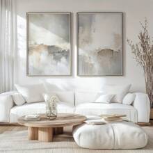 Set Of 2 White Abstract Posters, Art Prints, Modern Minimalist Posters, Neutral Abstract Wall Arts Decor, Elegant Gray And White Canvas Designs, Suitable For Living Room, Bedroom, Hotel Decoration, Unframed.