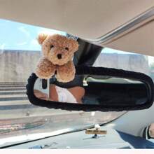 Cute Bear Design Automobile Rearview Mirror Cover, Cartoon Car Interior Decoration Accessories