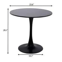 24 Small Round Dining Table Modern Tulip Kitchen Table With MDF Top And Steel Base Mid Century Coffee Table With 300lb Capacity For Living Room Black - asPic - View 2