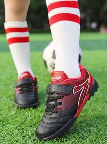 Teenagers Campus Casual Sports Shoes, Running Sneakers, Soccer Training Shoes, Outdoor Hiking Shoes, Slip-Resistant Sole, Wear-Resistant Sole, Hook And Loop Fastening, Asymmetrical Pattern & Letter Design, White Glue On Sole-Upper Connection, Craftsmanship Issue