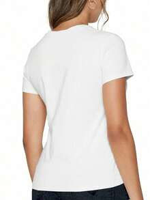 Camiseta para mujer Alfa Romeo Milano ,220 g/m², nueva camiseta informal de verano de algodón con cuello redondo y manga corta (1 unidad) - Blanco - Ver 3