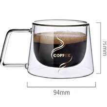 1pc Double Wall Glass Coffee Cup, 200ml Transparent Cappuccino Cup With Handle, Suitable For Tea, Milk, Espresso, Beer, Juice Back To School
