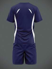 Men's New Arrival Round Neck Short Sleeve T-Shirt And Drawstring Shorts Sports Casual Suit For Summer