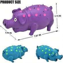 1 Spotted Squeak Pig Dog Bite Toy - Interactive Gollum Sound, Blue Purple Wave Dot Lead Money Designed For Tooth Cleaning, Suitable For All Dog Sizes (Small/Medium/Large), Pet Toys, Dog Toys, No TV Watching At Home At All, Because Dogs Have Shows