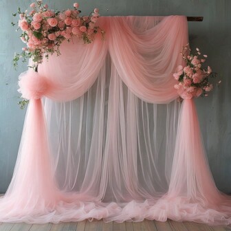 1pc Elegant Romantic White Sheer Curtain Set, Wedding Arch Curtain, Graceful Wedding Arch Decor - Ceiling Drape, Suitable For Bridal Shower, Engagement, Anniversary, Birthday Party - Photography Backdrop And Stage Decor