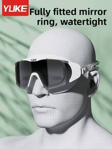 Swimming Goggles Waterproof Anti-Fog HD Professional Large Frame Diving Swim Glasses Myopia Men And Women Swim Cap Set Swimming Gear