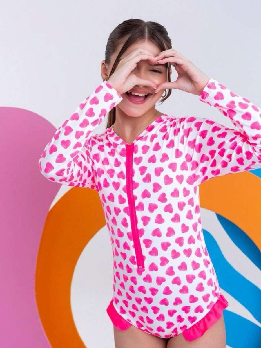 CHILDREN'S LONG SLEEVE SWIMSUIT WITH ZIPPER UV PROTECTION THERMAL
