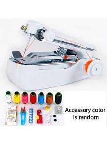 1pc Portable Mini Manual Sewing Machine, Multifunctional Handheld Portable Sewing Device For Household Use, Hand Sewing Needles Embroidery Needles Cross Stitch Needles (Color Of Needle Case Is Random)