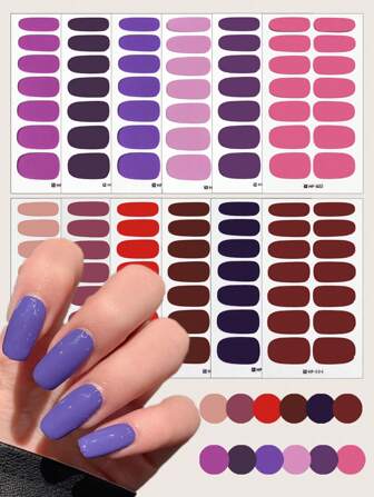 12 Pcs/Set Nail Foils, Summer Solid Color Nail Sticker Set, Waterproof And Durable Nail Strips, A Gift For Girls To Decorate Their Nails