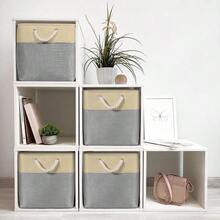Storage Boxes, 43 X 30 X 25cm Extra Large Fabric Storage Baskets For Shelves With Rope Handles, Foldable Storage - Grey - View 6