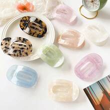 Presilha de cabelo vintage elegante com estampa de leopardo, formato elíptico, em acetato, estilo jacaré. Presilha redonda e plana, ideal para cabelos grossos. Presilha de cabelo versátil, acessório para cabelo, presilhas de garra, acessórios para cabelo, material escolar, acessórios para cabelo, acessórios para cabelo feminino. - Multicolorido - Ver 2