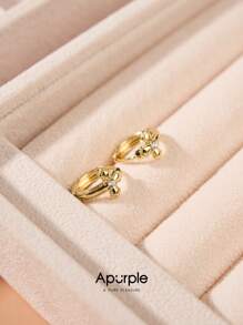 Apurple Pendientes tipo botón con cruz y círculo de circonita, joyería elegante y versátil con estilo retro para mujeres