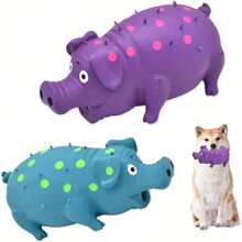 1 Spotted Squeak Pig Dog Bite Toy - Interactive Gollum Sound, Blue Purple Wave Dot Lead Money Designed For Tooth Cleaning, Suitable For All Dog Sizes (Small/Medium/Large), Pet Toys, Dog Toys, No TV Watching At Home At All, Because Dogs Have Shows