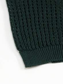 ANDREILEE Men's Street Style Casual Loose Fit Five-Pointed Star Pattern Dropped Shoulder Crew Neck Short Sleeve Hollow Semi-Sheer Pullover Top, Spring/Summer - Green - View 8