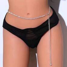 1pc Bikini Body Chain, Fashionable Waist Pendant Jewelry Accessory Summer, School - Silver - View 1