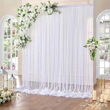 2 Pieces / 1-Piece White Transparent Chiffon Fabric Curtains 5.21 Feet X 9.93 Feet - Lightweight Polyester With Transparent Background, Suitable For Weddings, Birthdays, Photo Backgrounds, Parties And Event Decorations, Especially For Thanksgiving