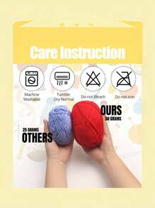 2Pcs 5-Ply Cotton Yarn Suitable For DIY Knitting Bags, Scarves, Hats, Sweaters, Home Textiles, Weight 100g