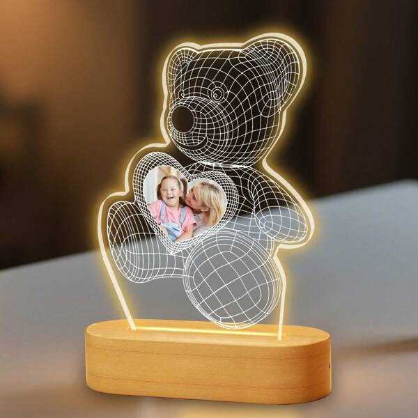 Personalized Acrylic Night Light: Suitable For Room Decoration With A 3D Effect, Preserve Your Most Cherished Moments In A Beautiful Desktop Display-Perfect For Friends, Loved Ones, And Family. Customizable With Names And Photo Options.
