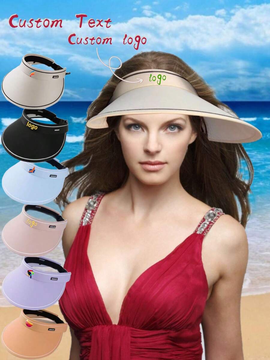 Customized Printed Text/Logo Candy Colored Hook And Loop Adjustable Top Hat. Sunshade Hat. Suitable For Daily Wear, Beach, Sports, Advertising Hat, Party - Beach Hat With Custom Logo - View 1