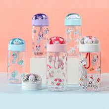 MINISO 三丽鸥 Pochacco 主题 500 毫升/16.91 盎司透明水瓶，容量大，设计有趣，非常适合户外和学校（1 件） - 白色 - 查看 4