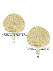 2/5 件天然竹扇手工编织木扇婚礼派对宾客拍照道具夏季清凉家居装饰夏季清凉、海滩、旅行 - 薑色 - 查看 4