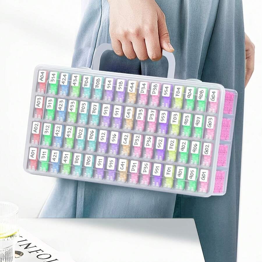 1 pezzo Scatola organizer per pittura a diamanti 5D DIY, contenitore in plastica trasparente per articoli da fai-da-te con molletta, sigillo ermetico, superficie liscia, scomparti integrati per perline, perline sciolte, arte di unghie, resistente alle intemperie, ideale per Natale e Ognissanti, capacità inferiore a 0,09 metri cubi, altezza inferiore a 68,58 cm