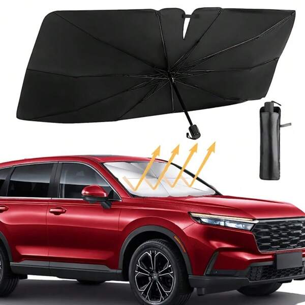 Faltbare, ausziehbare thermisch isolierende Sonnenblende Regenschirm für die Autoscheibe, aus Polyesterfaser, universal einsetzbar, für den Sommer, für alle Autos, perfektes Geschenk für Fahrer