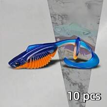 10PCS Dual Position Switch Twist Fish Lure Soft Lure T Tail Curl Tail Line Freshwater Float