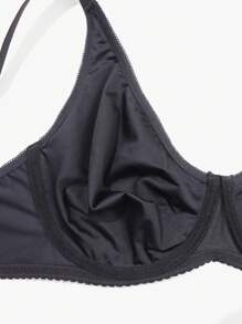 Nahtloser Smoothing-BH Große Größen für Damen mit vollständiger Abdeckung und ohne Bügel, schwarzer minimalistischer glatter Formbecher, bequeme Alltagsunterwäsche