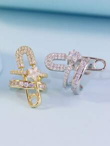 New Claw Clip Earrings With Cubic Zirconia Stone, Clip-On Earrings For Daily Wear, Suitable For Women & Men, Gift - Ear Cuff - View 5