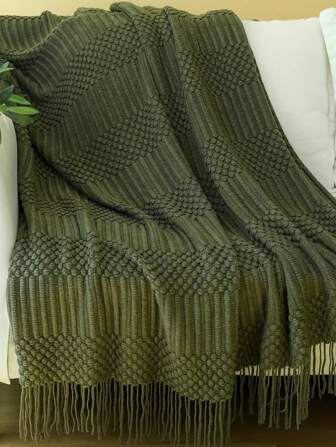 1pc Soft Knitted Throw Blanket, For Sofa, Office Nap, Daily Use