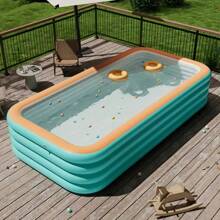 4-Ring Extra Large Inflatable Swimming Pool, Durable PVC Family Backyard Outdoor Pool (Shipping By Sea). Recommended To Have A Clean Ground Surface, And If The Ground Is Uneven, Please Lay A Carpet.