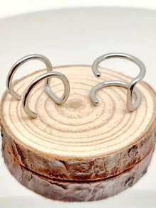 2 件女士无穿孔唇环、鼻环、朋克/摇滚不锈钢时尚身体首饰 - 假唇環 - 查看 16