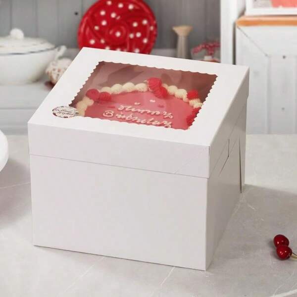 10pcs Cake Boxes, 12x12x8 Inch White Bakery Boxes With Window, Cake Containers, Tall Dessert Cardboard Boxes, For Wedding, Mother'S Day, Birthday, Party, Bridal Gift, Holiday Celebration