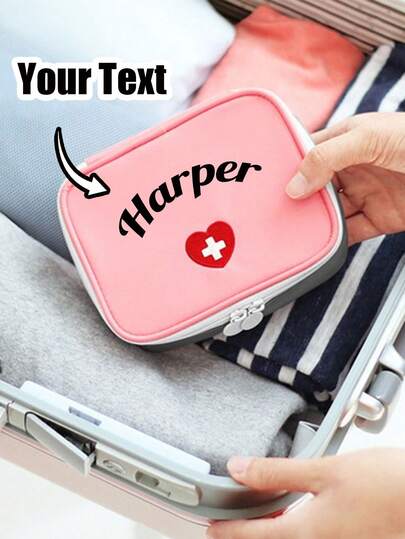 Custom Name Mini Outdoor First Aid Kit Bag, Nylon Medical Storage Bag, Travel Portable Medicine Organizer Emergency Kit First Aid Kits, Double Zippers Handy Pills Pocket For Travel Home Medicine Bag Medicine Storage Bag Medicine Organizer First Aid Kit First Aid Bag Travel Accessories Travel Organizer Travel Essentials Travel Stuff Travelling Bag College Vacation Cruise Summer Holiday Essentials For Outdoor Camping Hiking Hunting