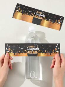 10/24pcs Black Gold 2025 Graduation Bottle Sticker, Black Gold Graduation Hat Pattern Packaging Sticker,Black Gold Graduation Packaging Sticker, Graduation Celebration Party Decor Room Decor Table Decor, Graduation Party Decor Bottle Wrap Gift Sticker, Party Gift Decor Label Sticker, Graduation Decor Party Favor, Graduation Gift Packaging Supplies Packaging Label, Graduation Gifts - Graduation Season Black Gold - View 2