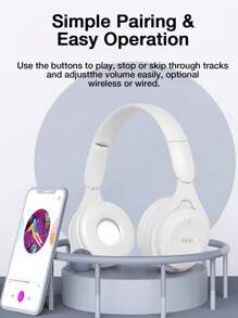 Wireless Over-Ear Headphones,With Microphone, HiFi Stereo Foldable Lightweight Headset, Volume Control Stereo 3.5mm Wire Headset For Deep Bass For Home Office Cellphone PC Ect.Christmas/Gifts/